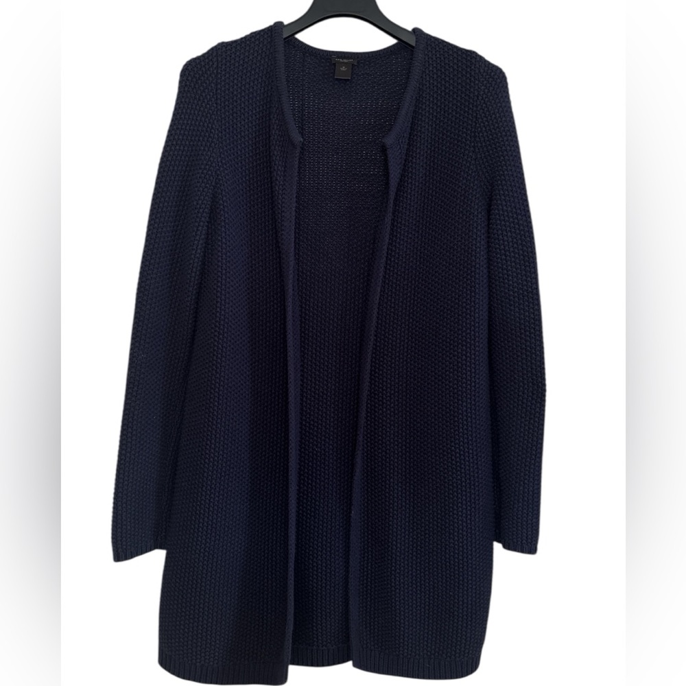 Ann Taylor Factory Open Front Cardigan Sweater Ladies Size Medium Navy Blue